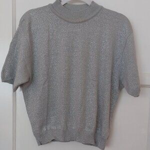 Norton McNaughton Size Large Vtg Gold Sparkly Lame Lurex Short Sleeve Sweater